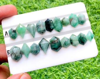 Emerlad Fancy Shape With Flat Back Loose Gemstone 8 Pieces Lot, AAA+ Natural Emerlad Gemstone Lot For Jewelry Making - 26324-26325