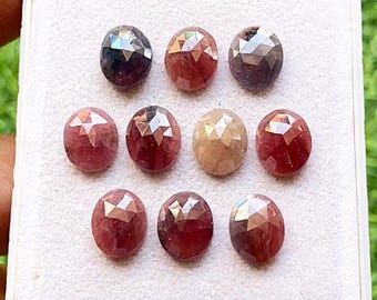 RARE Wonder Sapphire 9X11 MM Oval Shape Rose Cut Calibrated Loose Gemstone 10 Pieces Lot, Natural Sapphire Rose Cut For Jewelry Making 18621