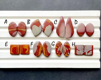 NEW Noreena Jasper Cabochon Loose Gemstone For Jewelry Making, AAA+ Natural Noreena Jasper Matching Pair Cabochon For Earrings - 29234-29241