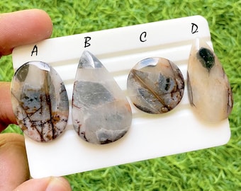 Mystic Landscape Dendritic Agate Cabochon For Wire Wrap, AAA+ Natural Designer Loose Gemstones Cabochon For Jewelry Making - 37411-37414