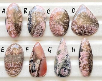 New Textured Rhodochrosite Cabochon Loose Gemstone For Jewelry Making, RARE Natural Rhodochrosite For Wire Wrap - 24364-24371