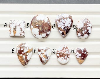 White Magnesite Wild Horse Jasper Cabochon Loose Gemstone, AAA+ Natural Wild Horse Gemstone For Handmade Jewelry And Wire Wrap - 27607-27614