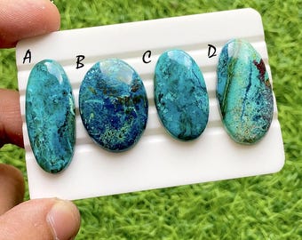 Midnight Azurite Cabochon Loose Gemstone For Jewelry Making, Natural Deep Blue Azurite Stone, Designer Gemstone For Wire Wrap - 37815-37818
