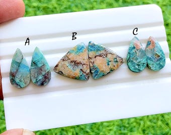 NEW Shattuckite Pair Cabochon Loose Gemstone For Jewelry Making, AAA+ Natural Shattuckite Matching Pair Cabochon For Earrings - 40107-40109