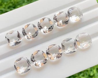 Himalayan Clear Quartz 10 MM Faceted Cushion Shape Gemstone 10 Pieces Lot For Jewelry Making, AAA+ Natural Clear Quartz For Handmade Jewelry