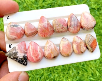 Sunset Veil Rhodochrosite Cabochon Loose Gemstone For Jewelry Making, AAA+ Natural Pink Rhodochrosite For Wire Wrap - 35611-35612