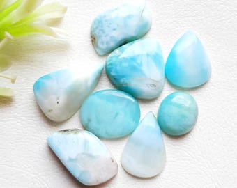 Selected LARIMAR Cabochon Loose Gemstone 8 Pieces Lot For Jewelry Making, Size : 21-13 MM, AAA+ Larimar Cabochon For Handmade Jewelry  17837
