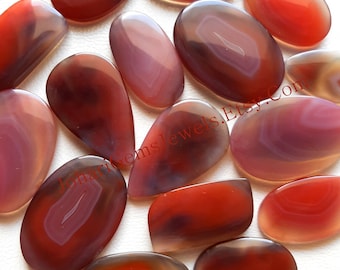 Red Botswana Agate Cabochon Wholesale Lot By Weight With Different Shapes And Sizes Used For Jewelry Making
