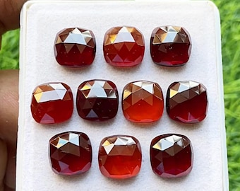 Granate hessonita de 12 mm, talla cojín rosa con reverso plano, lote de 10 piezas, gema de granate hessonita natural AAA+ talla cojín para joyería hecha a mano.