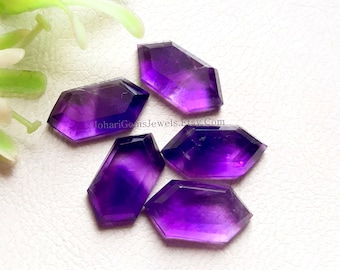 Amethyst Fancy Shape Rose Cut Gemstone - Natural Amethyst Fancy Shape Gemstone 5 Pieces Lot For Jewelry Making, Pendant, Ring