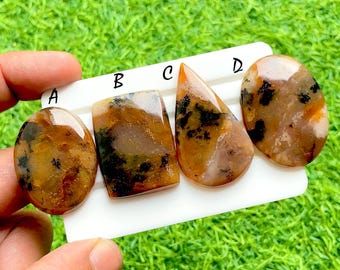 Autumn Mist Dendritic Agate Cabochons For Wire Wrap, Natural Landscape Agate Cabochons For Jewelry Making, Earth Tone Gemstones -35880-35883