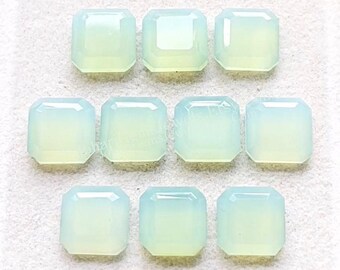 Aqua Chalcedony Fancy Cut Cushion Shape With Flat Back Gemstone 10 Pcs Lot | Size : 10 MM | AAA+ Natural Chalcedony Used For Jewelry Making