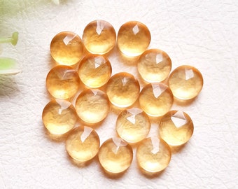 CITRINE Rose Cut Round With Flat Back 15 Pieces Gemstone Lot | Size : 6 MM | Natural AAA+ Quality Gemstone Used For Jewelry Making
