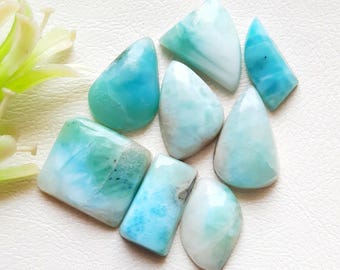 Selected LARIMAR Cabochon Loose Gemstone 8 Pieces Lot For Jewelry Making, Size : 21-13 MM, AAA+ Larimar Cabochon For Handmade Jewelry 17830