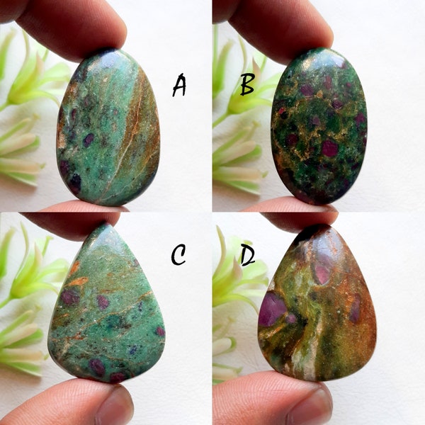 Ruby Fuchsite Cabochon Loose Gemstone For Jewelry Making, AAA+ Natural Ruby Fuchsite For Handmade Jewelry and Wire Wrap - 9015-9018