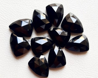Black Spinel Shield Shape Rose Cut, 10 pcs Pack, Black Spinel 10x14mm Rose Cut Shield, Flatback Rose Cut Gemstones Used For Jewelry Making