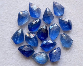 Blue Kyanite Rose Cut Kite Flat Back Gemstone 15 Pieces Lot | Size : 6x9 MM | AAA+ Natural Blue Kyanite Gemstone For Jewelry Making