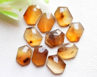 MONTANA AGATE Rose Cut Gemstone - 10 Pieces Lot Montana Agate 8x12mm Hexagon Shape Rose Cut Gemstone For Jewelry Making, Pendant, Ring