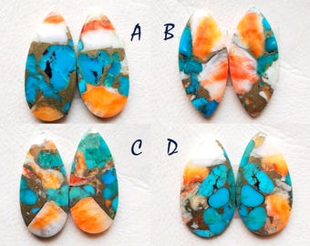 Excellent Oyster Copper Turquoise  Matching Pair Loose Gemstone For Earring Making and Handmade Jewelry - 18022-18025