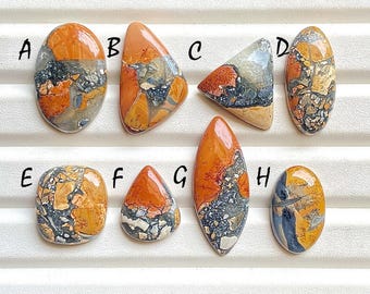 NEW Orange Maligano Jasper Cabochon Loose Gemstone For Jewelry Making, AAA+ Natural Maligano Cabochon Gemstone For Wire Wrap - 23916-23923