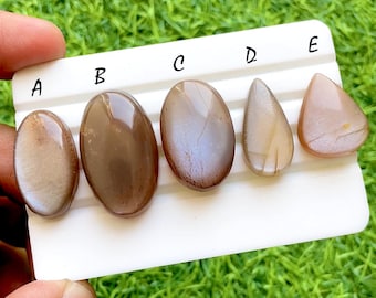 Champagne Veil Moonstone Cabochon Loose Gemstone For Jewelry Making, AAA+ Natural Beige Moonstone For Wire Wrap - 35278-35282