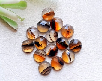 Montana Agate 6 MM Rose Cut Round With Flat Back Gemstone 15 Pieces Lot For Jewelry Making, AAA+ Natural Montana Agate For Handmade Jewelry