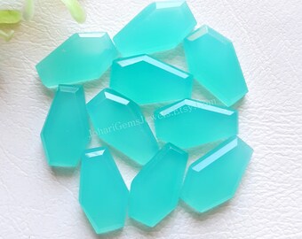 Paraiba Onyx Coffin Shape Step Cut Gemstone 10 Pieces Lot | Size: 10x16 MM | Natural Paraiba Onyx Flat Back Gemstone Used For Jewelry Making