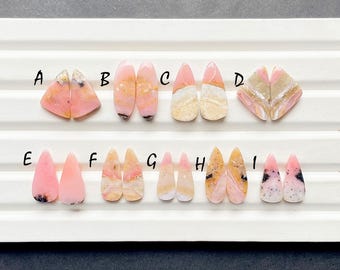 Strawberry Pink Opal Pair Cabochon Loose Gemstone For Handmade Jewelry, AAA+ Natural Pink Opal Matching Pairs For Earrings - 26983-26991