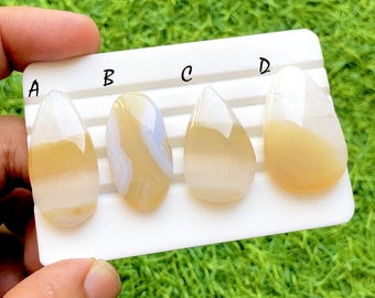 Golden Honey Banded Agate Cabochon For Wire Wrap, Natural Cream Agate Loose Gemstones, Designer Agate Cabs for Jewelry Making - 36600-36603