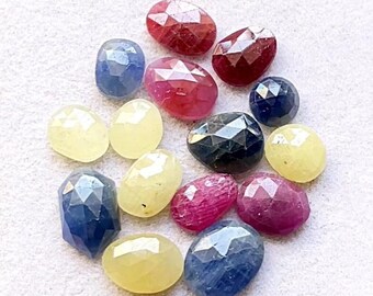 100% Natural Multi Sapphire Rose Cut Loose Gemstone 15 Pieces Lot | Size : 10-6 MM | Multi Sapphire Rose Cut For Handmade Jewelry - 9722