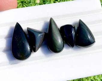 Rainbow Obsidian Cabochon Loose Gemstone 5 Pieces Lot For Jewelry | Size : 26-17 MM | AAA+ Rainbow Obsidian For Handmade Jewelry - 33664