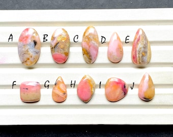 Strawberry Pink Opal Cabochon Loose Gemstone For Handmade Jewelry, AAA+ Natural Pink Opal For Jewelry Making And Wire Wrap - 31184-31193