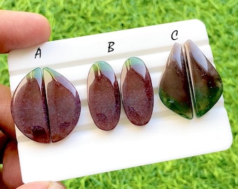 Forest Fire Agate Cabochon Matching Pairs For Earrings, AAA+ Natural Moss Agate Designer Shapes Cabochon For Jewelry Making - 35426-35428