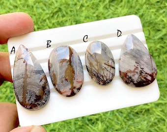 Mystic Landscape Dendritic Agate Cabochon For Wire Wrap, AAA+ Natural Designer Loose Gemstones Cabochon For Jewelry Making - 37431-37434