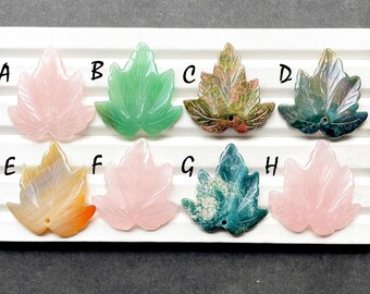 Mix Gemstone Hand Carving Leaf Gemstone For Jewelry Making, AAA+ Natural Mix Gemstone Drilled Hand Carved Leaf For Jewelry - 26358-26365