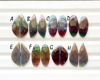RARE BLOOD Moss Agate Pair Cabochon Loose Gemstone For Jewelry Making, AAA+ Natural Blood Moss Agate Matching Pair For Earrings -24742-24749