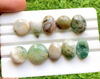 Ocean Jasper Cabochon Loose Gemstone 10 Pieces Lot For Jewelry Making | Size : 17-13 MM |  AAA+ Natural Ocean Jasper Small Size Lot - 30751