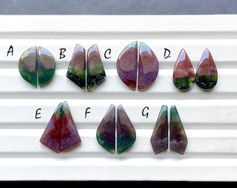 RARE BLOOD Moss Agate Pair Cabochon Loose Gemstone For Jewelry Making, AAA+ Natural Blood Moss Agate Matching Pair For Earrings -29811-29817