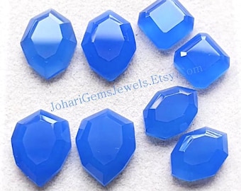 New Blue Chalcedony Fancy Shape Pair With Flat Back Gemstone 4 Pairs Lot | Size : 10-16 MM Used For Jewelry Making