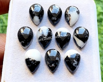 White Buffalo Turquoise 10x14 MM Calibrated Pear Shape With Flat Back Gemstone Cabochon 10 Pieces Lot For Handmade Jewelry