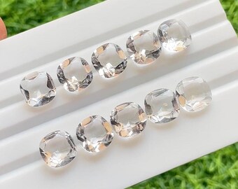 Clear Quartz 10 MM Faceted Cushion Shape With Pointed Back Gemstone 10 Pieces Lot For Jewelry Making, AAA+ Clear Quartz For Handmade Jewelry