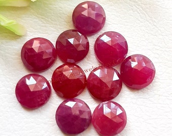 Natural Ruby Gemstone Rose Cut 8 MM Round With Flat Back 10 Pieces Lot For Jewelry Making, AAA+ Ruby Rose Cut Round For Handmade Jewelry