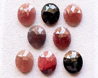RARE Wonder Sapphire 10x12 MM Oval Shape Rose Cut Calibrated Loose Gemstone 8 Pieces Lot, Natural Sapphire Rose Cut For Jewelry Making 18630