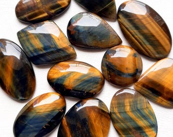 New Multi Tiger's Eye Cabochon, Wholesale Lot Cabochon By Weight With Different Shapes And Sizes Used For Jewelry Making