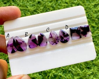Royal Velvet Amethyst Cabochon Matching Pair, Deep Purple Quartz Matching Set, Natural Designer Loose Gemstones For Earrings - 37487-37490