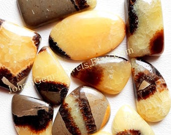 Natural Yellow Septarian Cabochon Wholesale Lot By Weight With Different Shapes And Sizes Used For Jewelry Making