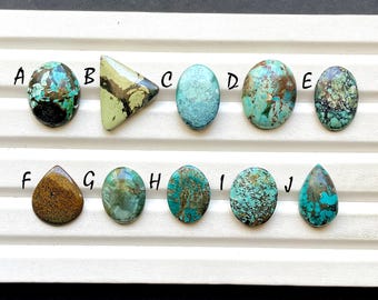Natural Tibetan Turquoise Cabochon Loose Gemstone For Jewelry Making, AAA+ Tibetan Turquoise For Handmade Jewelry & Wire Wrap - 28843-28852