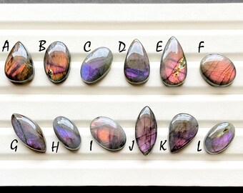 Selected Natural Purple Labradorite Cabochon Loose Gemstone For Jewelry Making, AAA+ Natural Purple Labradorite For Wire Wrap - 27824-27835