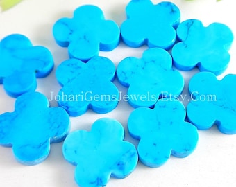 Beautiful Turquoise Flower Shape Flat Gemstone, 10Pcs CALIBRATED 12mm Turquoise For Jewelry Making, Ring, Pendant and Charms