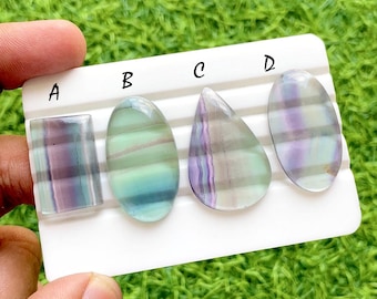 Beautiful Purple Fluorite With Multi Color Cabochon Gemstone For Handmade Jewelry, AAA+ Natural Multi Fluorite For Wire Wrap - 37017-37020